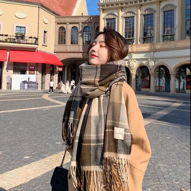 Winter Imitation Cashmere Scarf Korean Fashion Plaid Scarf Thick Warm Women's Scarf Shawl