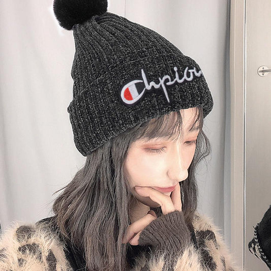 Woman hat Plush Cotton hat Trendy wild hat Windproof hat Autumn winter Warm hat Thick hat Fashion