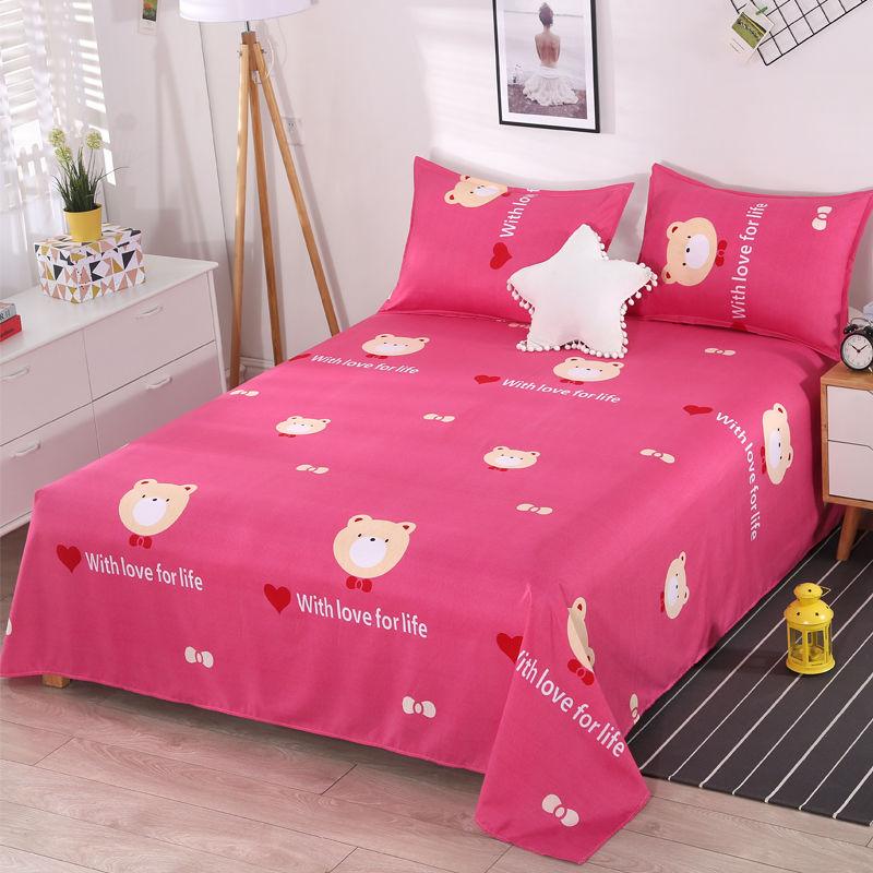 Bedding: 3 Large Sheets, Used for Large Sheets, Letter Printing Plate, with Pillowcase, Cotton Fabric Is Comfortable, Breathable and Washable