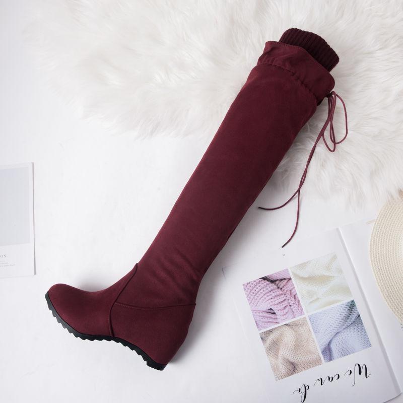 Over-the-knee High Boots Female High-rise Boots Elastic Stretch Boots Winter Plush Boots Botas 34-43