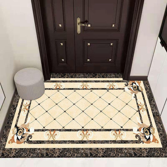 Modern and Simple Floor Mats with Marble Pattern Waterproof and Oil-proof Scrubable Kitchen Floor Mats PVC Non-slip Door Mats Can Be Cut