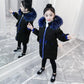 Children's Winter Jackets Girls Cotton Jackets Fur Collar Warm Kids Girls Down Outerwear Coat