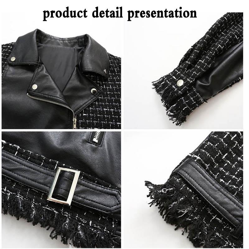 Women's Leather Jacket Spring and Autumn Models All-match Loose Short Stitching Jacket Small Children