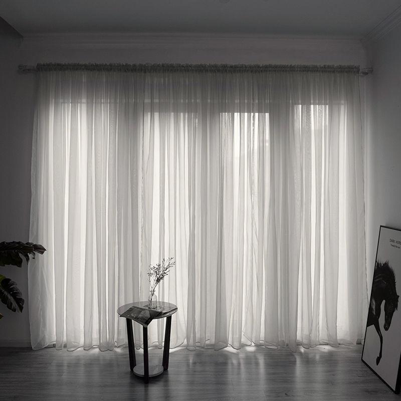 Nordic Simple Translucent Gauze Pure Color Finished Gauze Curtain Bedroom Bay Window Balcony Living Room Window Screen (1 Piece)