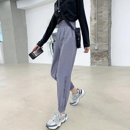 Summer Thin Quick-drying Casual Pants Black Sports Pants Women's Spring and Autumn Yoga Pants Gray Beam Pants Fitness Pants