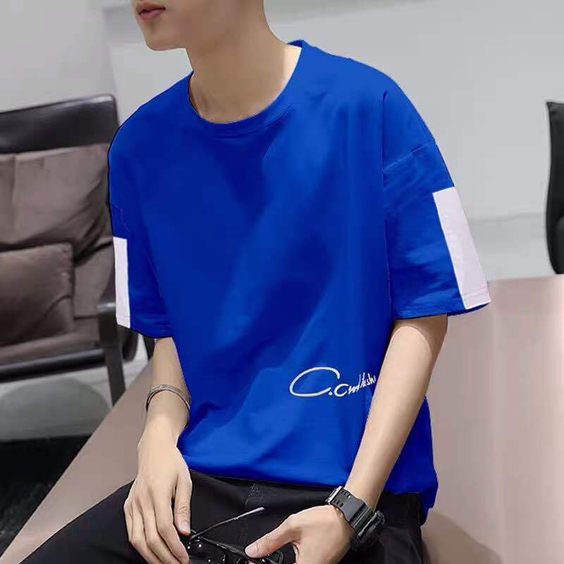 Summer Short-sleeved T-shirt Male Students Loose Five-point Sleeves Youth Cotton Handsome All-match Clothes