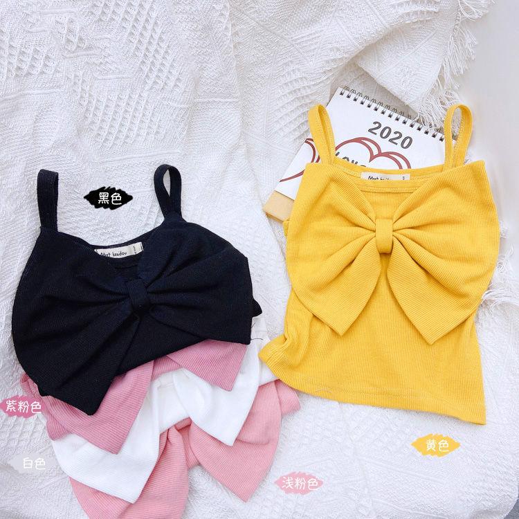 Summer Kids Cute Solid Vest Sleeveless Tops Korean Style Slash Neck Slim Camisole Inside Out for Children Girls