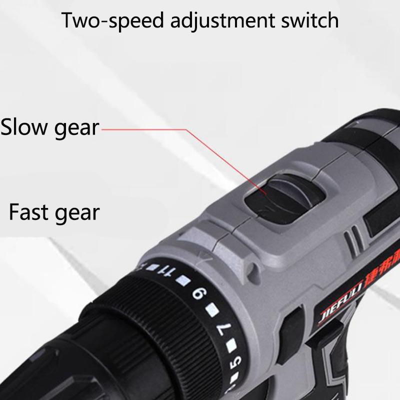 12V Electric Drill Screwdriver Set Cordless Electric Drill Rechargeable Motor with Toolbox