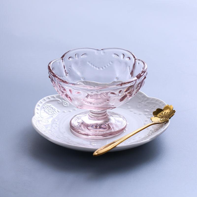 Japanese-style Cherry Blossom Glass Ice Cream Cup Dessert Cup Bird's Nest Creative Ice Cream Cup Cold Drink Cup Love Water Cup