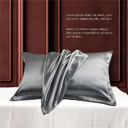 A Pair of Silk Pillowcases Skin-friendly Soft Solid Color Pillowcase 48*74cm Bedroom Double Pillowcase