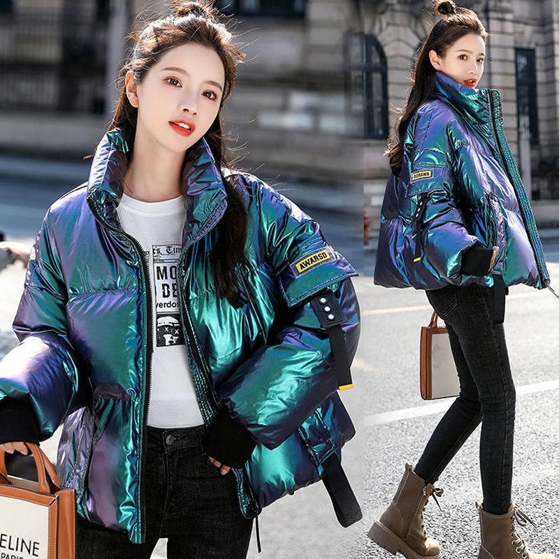 Winter Bright Face Ladies Down Jacket Short White Duck Down Padded Cotton Jacket Student Korean Loose Colorful Winter Jacket