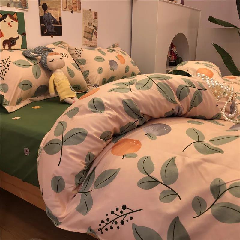 Cute Cartoon Autumn and Winter Four-piece Washable Quilt Cover Ins Wind Cartoon Comfortable Student Three-piece Bedding