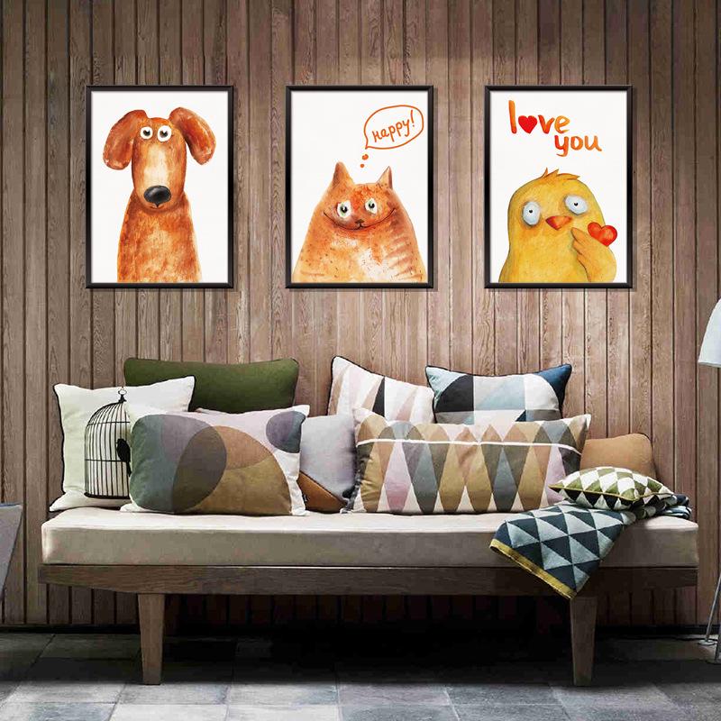 Cute pet animal painting 3D photo frame wall stickers  background decoration removable stickers