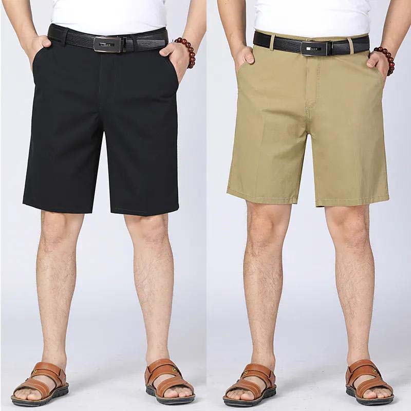 100% Cotton Shorts Summer Thin Section Straight Loose Casual Men's Shorts Middle-aged and Elderly Five-point Pants (2 pieces)