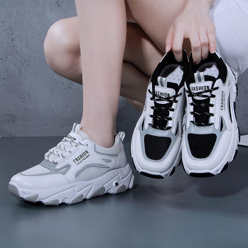 Sports Shoes Women Spring Summer Thick-soled High-rise Platform Sneakers All-match White Shoes Travel Shoes