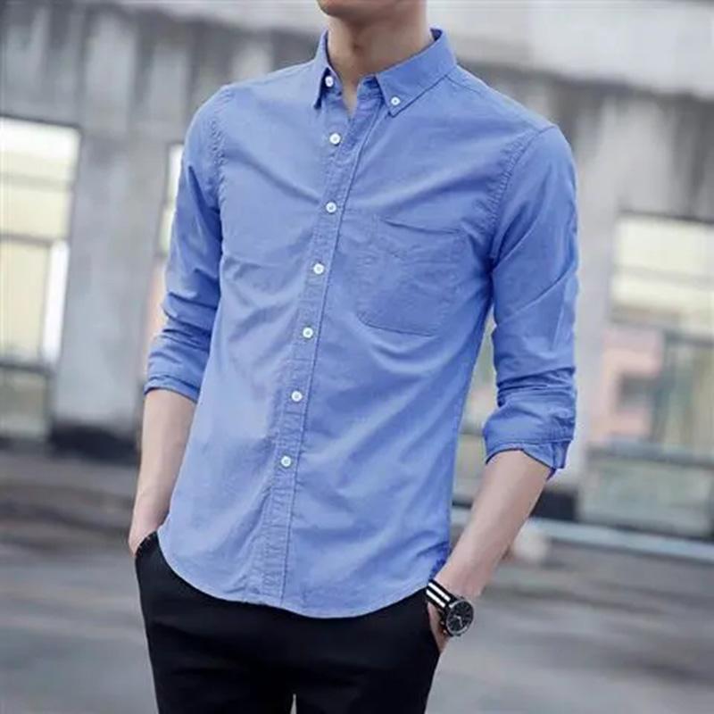 Oxford Spinning Long Sleeve Shirts Men's Cotton Slim Shirts Teens Business Casual Spring and Autumn Bottoming Shirts