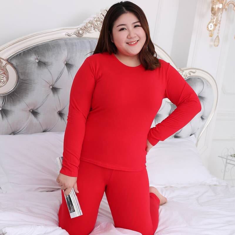 Thermal Underwear Ladies Suit Plus Velvet Plus Bottoming Shirt Qiuyi Long Trousers Thin Extra-large Pajamas