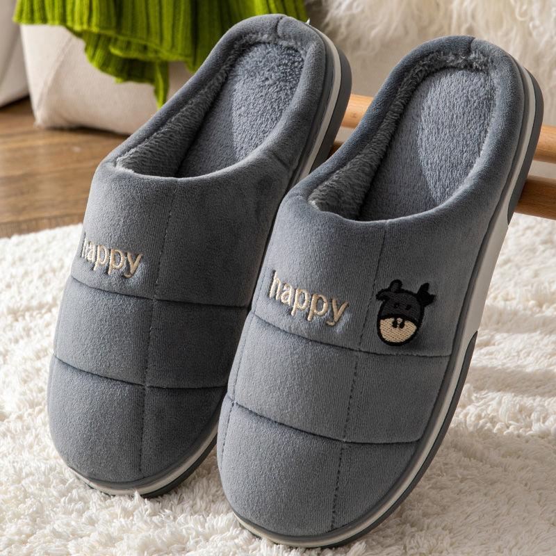 Winter Women's Indoor Cotton Slippers Thick-soled Non-slip Household Couple Slippers Warm Thick Plush Slippers