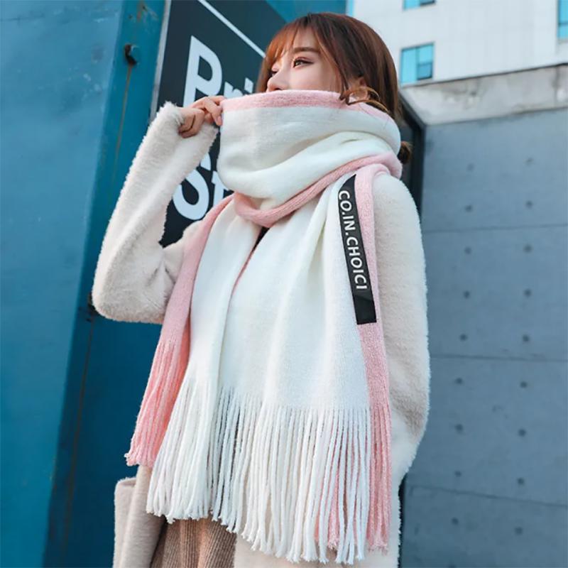 Scarf Female Winter Korean Version of The Wild Autumn and Winter Cute Thick Shawl Ladies Bib