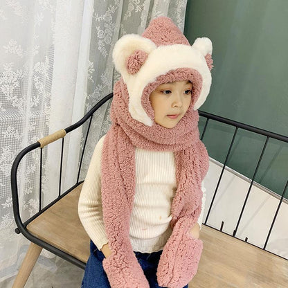 Parent-child Scarf & Hat & Gloves Women Girl Winter Warmer Fashion Cozy Soft