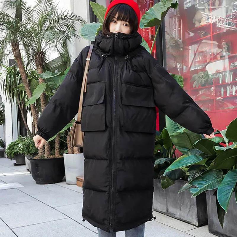 WTEMP Cotton-padded Jacket Women's Mid-length Padded Jacket Student Korean Style Loose Cotton-padded Jacket Women's Thick Coat