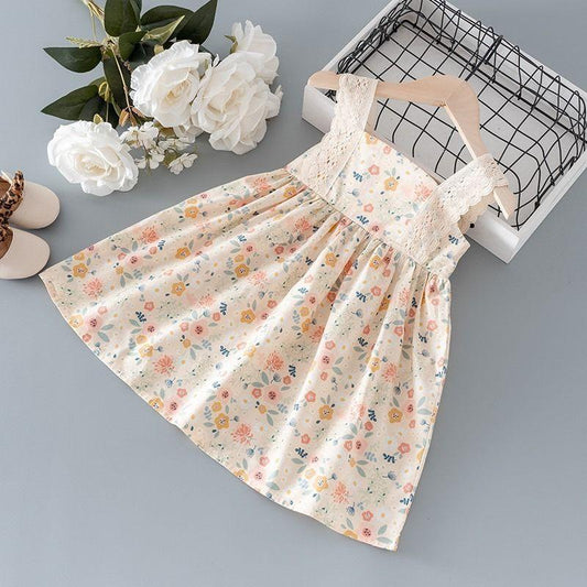 Little Girls Clothes Summer Flower Lace Sleeveless Princess Dress Elegant Cute Toddler Kids Costume Vestidos