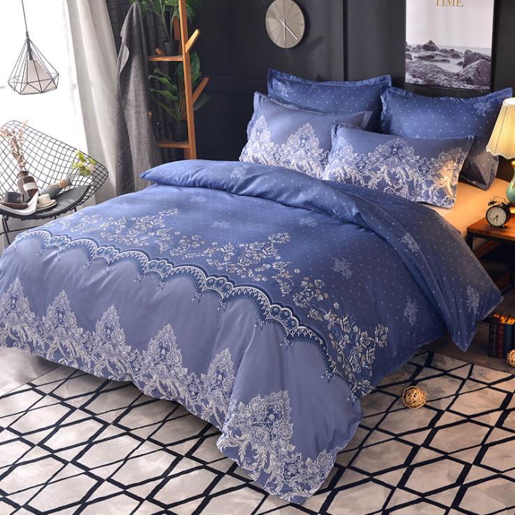 3pcs Luxury Lace Euro Classic Flower Duvet Cover Set European -Style Bedding Set