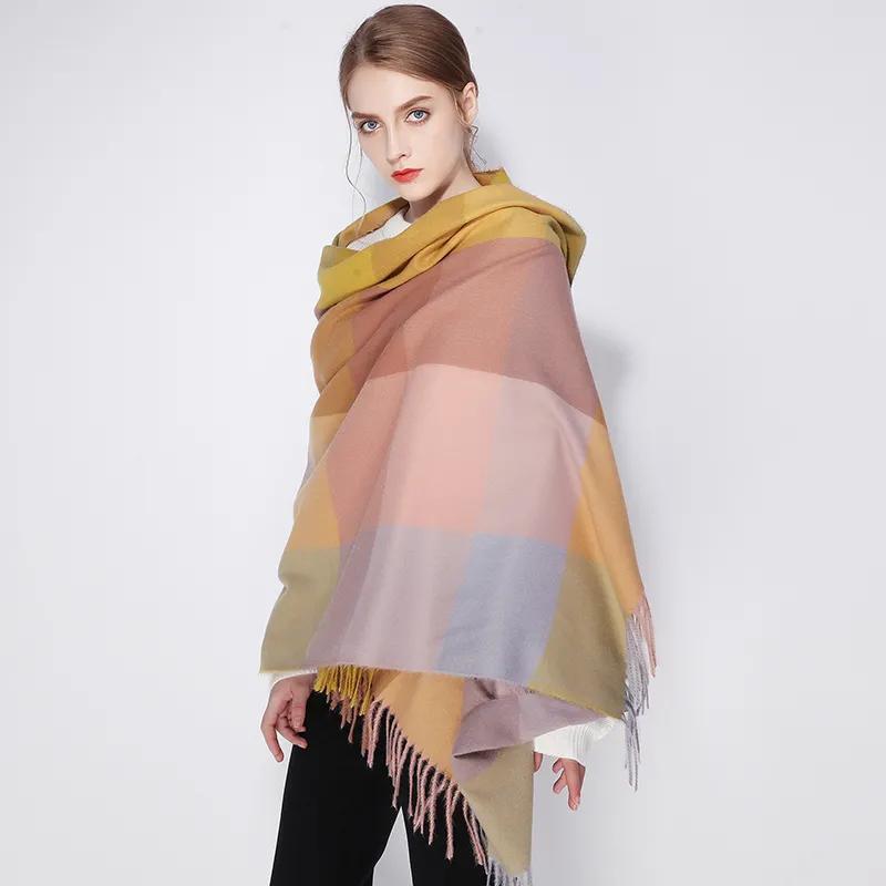 Scarfs for Women Cashmere Warm Tassel Long Plaid Ladies Scarves Shawls Fashion Scarf Wraps Female