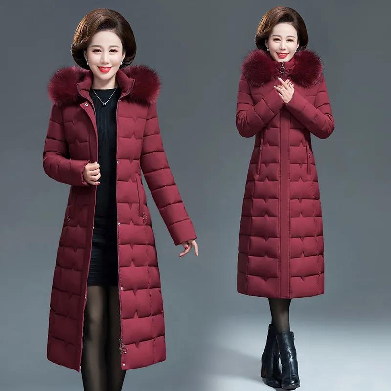 Women's Mid-length Down Jacket Winter Korean Loose Cotton Clothes Casual Hooded Padded Jacket Quilted Jacket