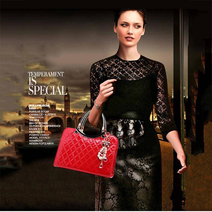 Patent Leather Handbag Tote Bag Shoulder Bags Handbags PU Leather Tassel Shoulder Messenger Bag