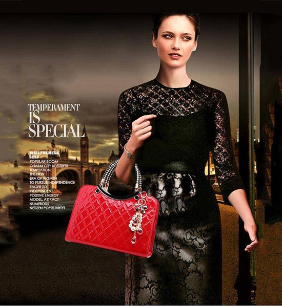 Patent Leather Handbag Tote Bag Shoulder Bags Handbags PU Leather Tassel Shoulder Messenger Bag