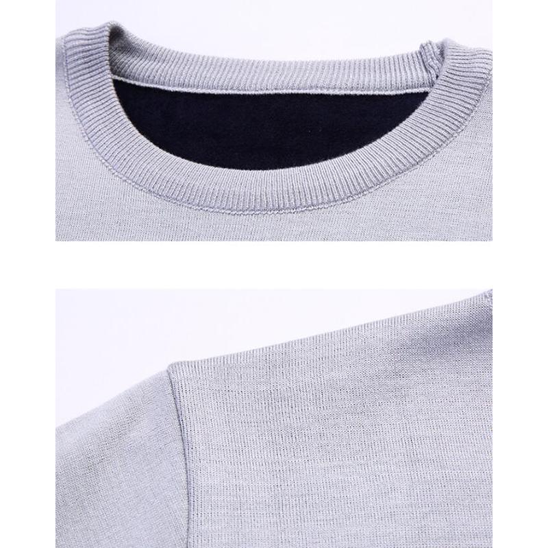 Men Autumn Winter Warm Knitted Sweater Casual Pullover Round Neck Long Sleeve Slim Top