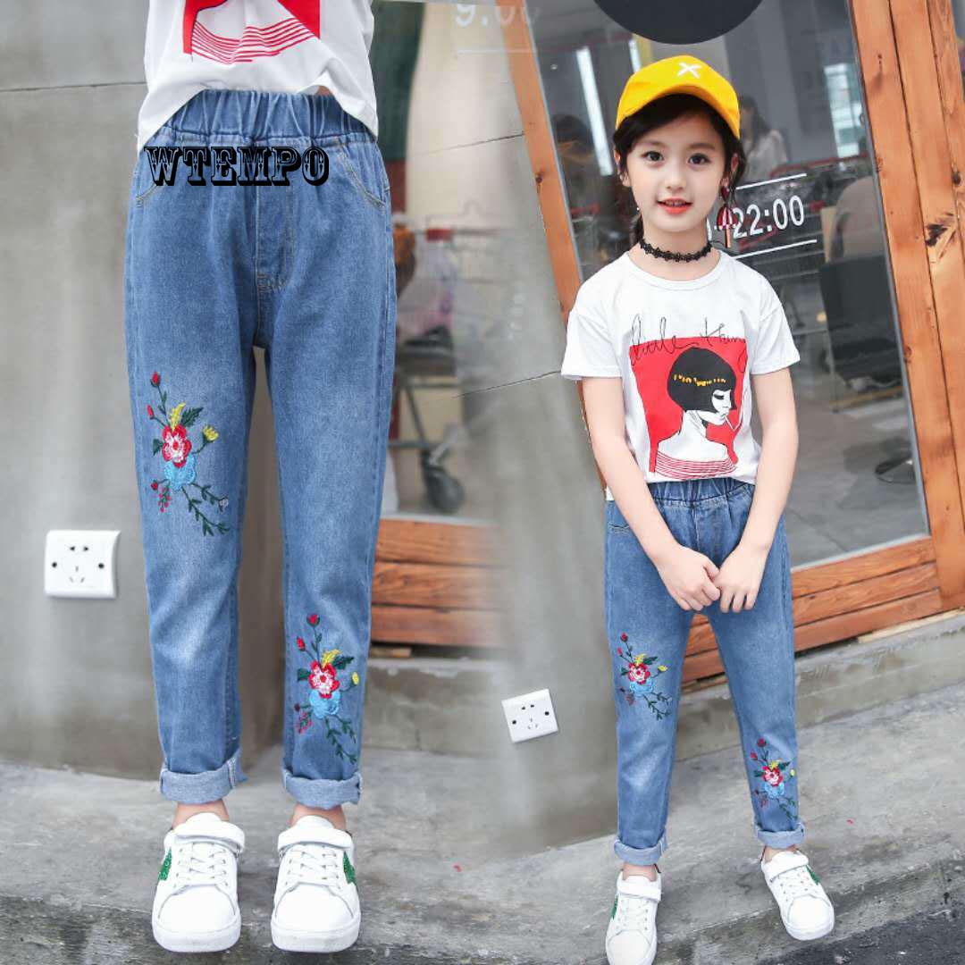 Children Cute Stretch Straight Trousers Student Fashion Casual Pants for Girls