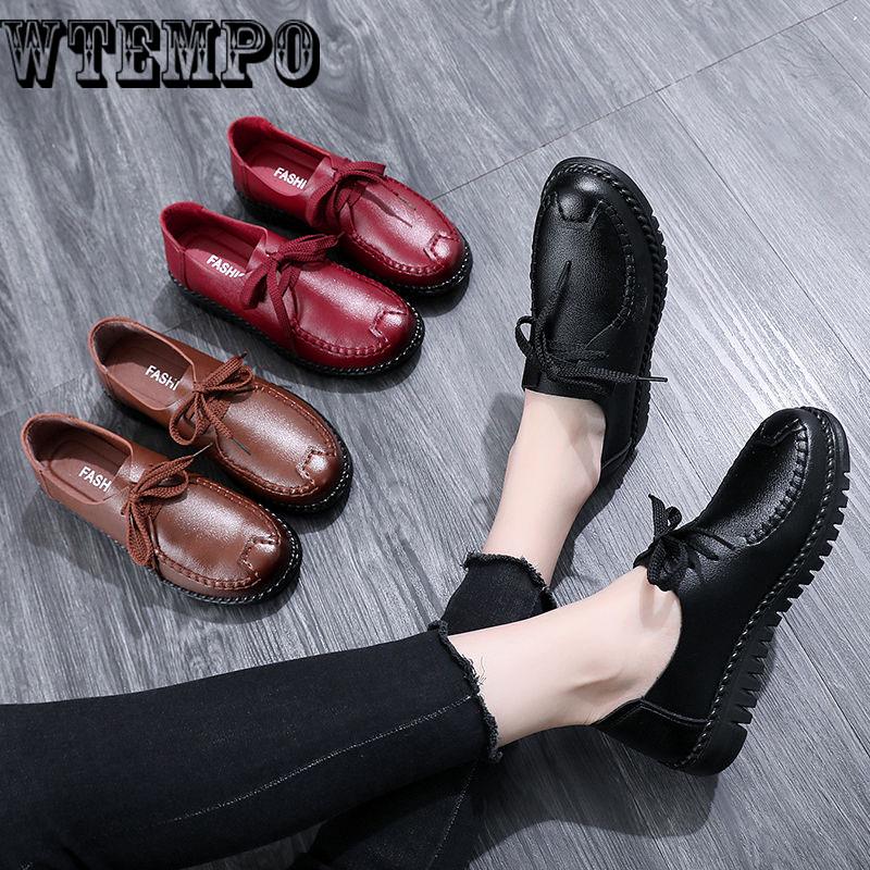 Women Leather Shoes Moccasins Mother Loafers Soft leisure Flats Female Driving Casual Footwear