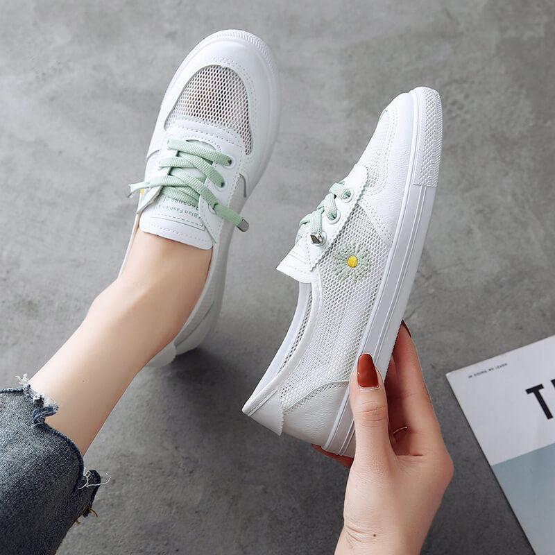 2021 New Spring Summer All-match Mesh Breathable Sneakers All-match Casual White Shoes Lazy Shoes Tide