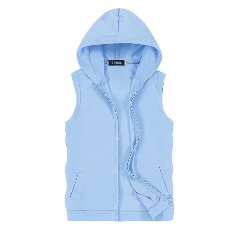 Sleeveless T-shirt Men's Cardigan Hooded Sports Fitness Vest Men's Summer Slim Waistcoat Vest Running Training Suit