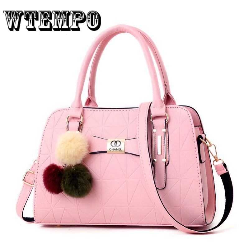 Women's Handbag Fashion Large Capacity Women Shoulder Bag with Hairball Ornaments