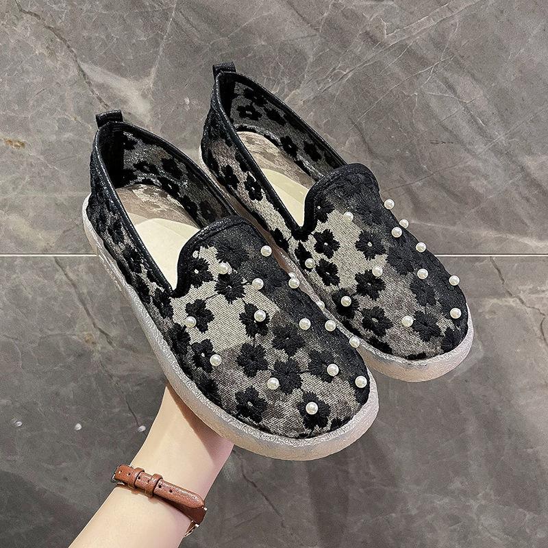 A Pedal Loafers Women Out Summer Flat Mesh Breathable Lazy Shoes Net Shoes Peas Shoes