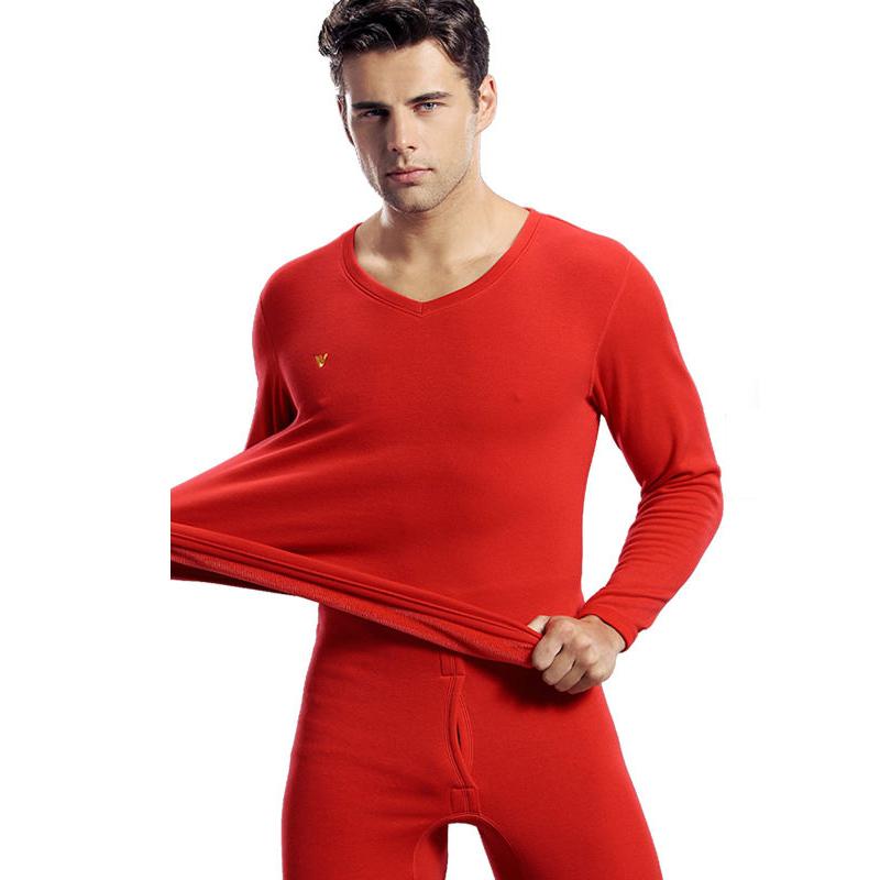 Men Winter Autumn Plus Velvet Thicken Thermal Underwear Tight Suit High Elasticity Wearable Comfortable Versatile Soft Lining Long Sleeve Breathable