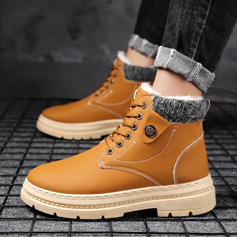 Men's Velvet Padded Snow Boots Mid-high Warm Martin Boots Cotton Ankle Boots