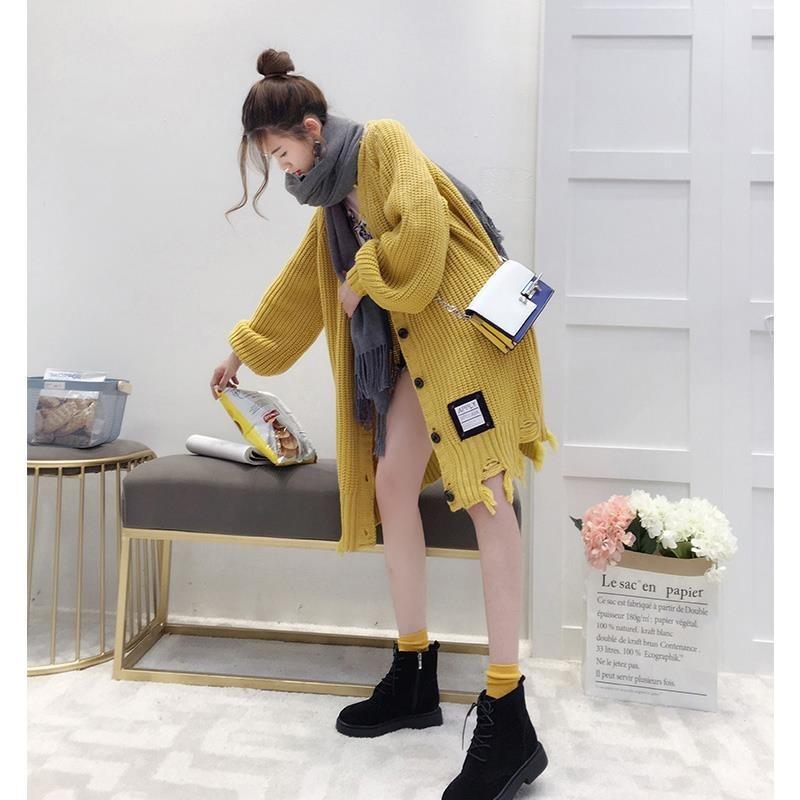 Knit Cardigan Sweater Women's Mid-length Coat Sweater Sweater Sweater Women Loose Fit Women