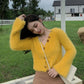 Autumn and Winter Korean Loose Sweater Cardigan Casual Fashion Jacket Short V-neck Solid Color Young Women's Top