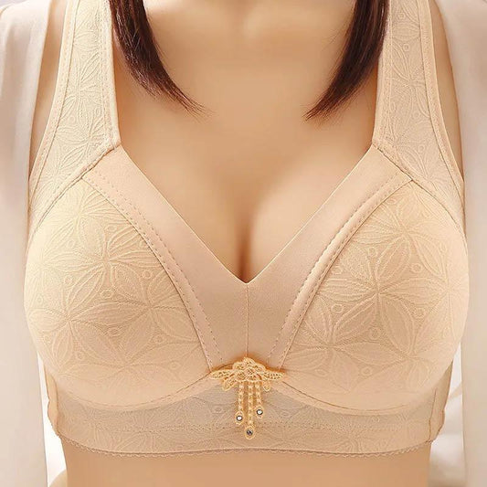 Women's Bras Full Cup Bras Ultra-Thin Unconstrained Bras Adjustable Large Size Breathable Gathering Collar Bras