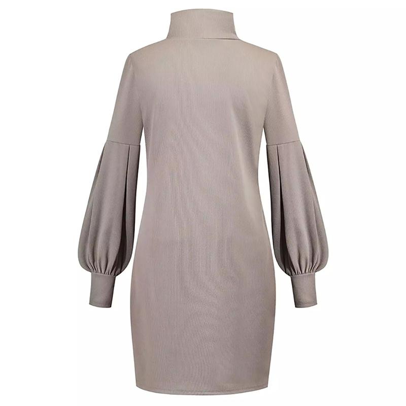 Turtleneck Sweater Dress Women Autumn Winter Elegant Vintage Lantren Sleeve Solid Loose Knit Pullover Sweaters Dresses Vestidos