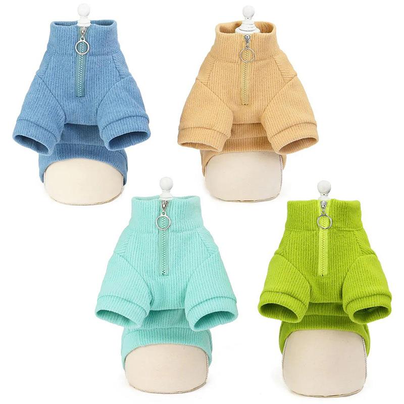 Dog Coats Sweater Soft Winter Pets Dogs Clothing Puppy Warm Thick Knitted Jumpsuit 2 Legs Sleeves Outerwear Full Collar Casual Hoodies for Small Dogs