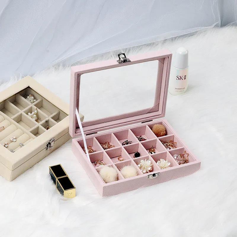 Jewelry Storage Box Dust-proof Transparent Large-capacity Hand Jewelry Stud Necklace Portable Exquisite Display Jewelry Box