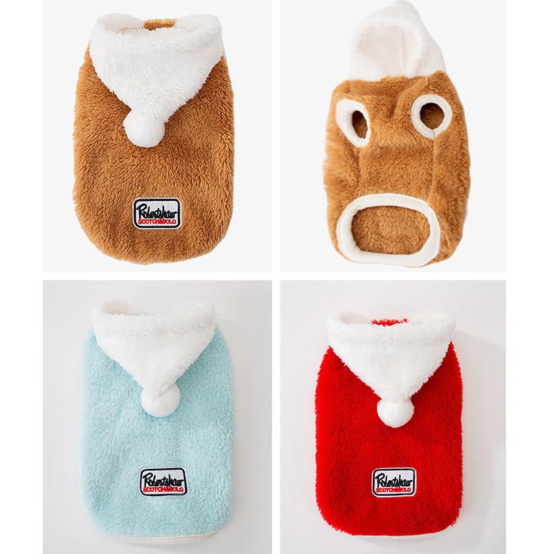 Dog Cat's Vest Hooded Sweater Small Dog Cat Fur Ball Two-legged Jacket Vest Cat Clothing Winter Warm Pet Hoodies Clothing Pet Supplies