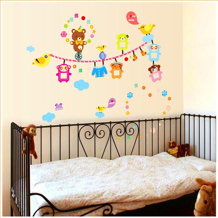 Cartoon bear children photo frame photo creative home bedroom kindergarten classroom wall stickers