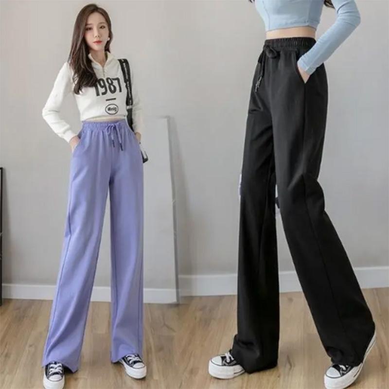 Drape Wide-leg Pants Women's Spring High Waist Loose Straight Solid Color Sports Pants Student Sports Casual Sweatpants