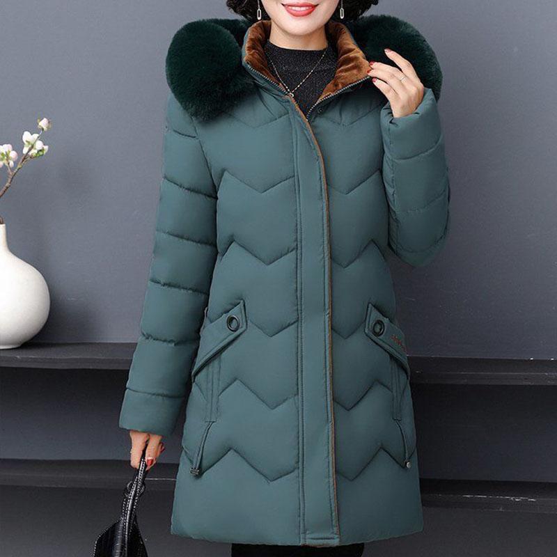 Winter Jacket Middle-aged and Elderly Cotton-padded Jacket Women's Down Cotton-padded Jacket Large Size Mid-length Thick Warm Cotton Jacket